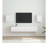 Owoxanthellate Mobile da parete per TV con 2 ante in bianco lucido, 30 x 31 x 40 cm, in legno a basso consumo, design moderno e risparmio di spazio per soggiorno, camera da letto