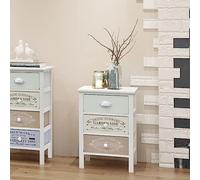 Owoxanthellate Mobile in legno, 38 x 28 x 57 cm, stile rustico francese, 3 cassetti, bianco e vintage, per soggiorno, corridoio, camera da letto