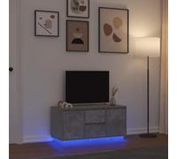 Owoxanthellate Mobile per TV a LED, grigio cemento, 100 x 41 x 50 cm, in robusto materiale in legno con illuminazione RGB, design moderno per soggiorno, camera da letto
