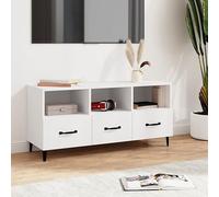 Owoxanthellate Mobile per TV, bianco, 102 x 35 x 50 cm, moderno, in legno con cassetti e ripiani, per soggiorno, angolo di intrattenimento