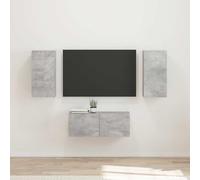 Owoxanthellate Mobile per TV da appendere, 98 × 31 × 29,5 cm, grigio cemento, in legno, montaggio a parete, design moderno, robusto e durevole, per soggiorno, sala da pranzo, corridoio