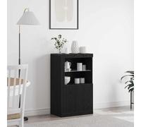 Owoxanthellate Mobile portaoggetti in rovere nero, 60,5 x 37 x 100 cm, moderna credenza a LED, in legno robusto e durevole, con 4 ripiani regolabili per soggiorno, camera da letto, corridoio