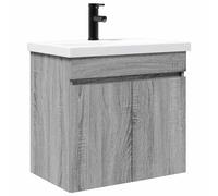 Owoxanthellate Mobile sottolavabo con lavabo in ceramica e rubinetto nero, set di mobili da bagno sospesi da parete, 61 x 40 cm, moderno, grigio sonoma