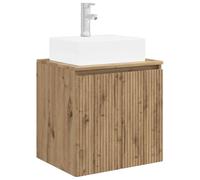 Owoxanthellate Mobile sottolavabo da parete in rovere Artisan con lavandino, 49,5 x 41 x 62,5 cm, moderno armadietto sospeso per piccoli bagni e WC degli ospiti, set di mobili da bagno