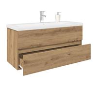 Owoxanthellate Mobile sottolavabo Set 100 x 38,5 x 45 cm Artisan Rovere Bianco Lavabo con Lavello da incasso e rubinetto Mobili da bagno moderni per piccoli bagni e ospiti WC