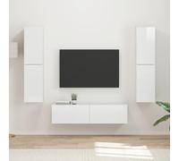 Owoxanthellate Mobile TV a 3 pezzi, bianco lucido, 30 x 31 x 60 cm, moderno e robusto, per soggiorno, ufficio o camera da letto