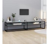 Owoxanthellate Mobile TV bianco con effetto marmo, 200 x 40 x 40,5 cm, in vetro temperato da 5 mm e telaio in acciaio, per soggiorno, camera da letto e corridoio