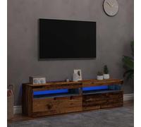 Owoxanthellate Mobile TV con LED RGB, set da 2 pezzi, in legno vecchio, 75 x 35 x 40 cm, in legno, stile retrò, per soggiorno, corridoio, camera da letto