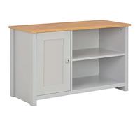 Owoxanthellate Mobile TV grigio 95 x 39 x 58 cm in legno melamina con porta e scomparti aperti, credenza moderna per soggiorno, camera da letto, corridoio
