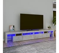 Owoxanthellate Mobile TV grigio cemento, 260 x 36,5 x 40, in legno con pannello basso LED RGB, design moderno e spazio extra per soggiorno, camera da letto e corridoio