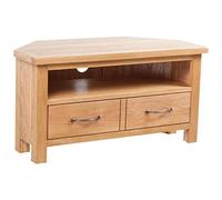 Owoxanthellate Mobile TV in legno di rovere massiccio, 88 x 42 x 46 cm, rustico, con cassetto e ripiano aperto, tavolino per TV, per soggiorno, compatto e funzionale