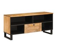 Owoxanthellate Mobile TV in legno massiccio di mango, 100 x 33 x 46 cm, colore marrone, tavolino per TV con cassetto e ripiani, moderno mobile TV per soggiorno, console multimediale