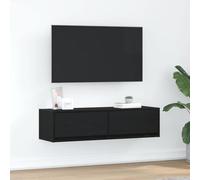 Owoxanthellate Mobile TV in rovere nero 100 x 31 x 25,5 cm in legno Design moderno con 2 cassetti a parete credenza TV per soggiorno camera da letto