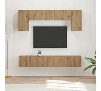 Owoxanthellate Mobile TV Lowboard da parete, 5 pezzi, colore bianco lucido, 98 x 31 x 29,5 cm, materiale in legno, moderna credenza per soggiorno con 7 ante e ripiano per Living Room Bedroom and