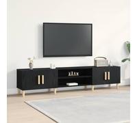 Owoxanthellate Mobile TV nero rovere 180 x 31,5 x 40 cm, con 4 ante e scaffale, moderna credenza per soggiorno in legno robusto e facile da pulire per Living Room Entertainment Area