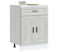 Owoxanthellate Mobiletto da cucina Porto 60 x 46 x 81,5 cm, in legno grigio cemento, con 1 cassetto e piedini regolabili, robusto mobile per sala da pranzo, corridoio o casa ufficio