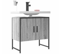 Owoxanthellate Mobiletto lavabo 60 x 33 x 60 cm, grigio Sonoma in legno e acciaio, salvaspazio, con scollo a sifone, design moderno per piccoli bagni e WC degli ospiti