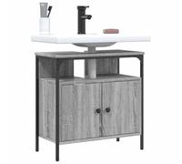 Owoxanthellate Mobiletto lavabo grigio Sonoma 60 x 30 x 60 cm in legno e acciaio, moderno mobile da bagno con scollo a sifone salvaspazio per WC piccoli ospiti