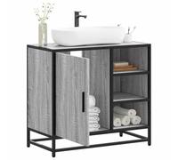Owoxanthellate Mobiletto per lavabo Sonoma grigio, 65 x 33 x 60 cm, con telaio in metallo, stile retrò, spazio per piccoli bagni, modernità, robustezza e durata