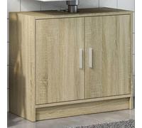 Owoxanthellate Mobiletto per lavabo Sonoma in rovere 63 x 29 x 55 cm, in legno con 2 ante, design moderno, robusto per piccoli bagni e WC degli ospiti