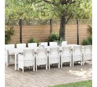 Owoxanthellate Mobili da giardino da 13 pezzi, colore bianco, in polyrattan, rettangolare, design moderno, con cuscino resistente alle intemperie, per balcone, terrazza, sala da giardino