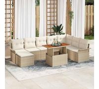 Owoxanthellate Mobili da giardino in polyrattan beige, set modulare per esterni, con spazio di archiviazione, per balcone, terrazza, giardino, design moderno, 459 x 459 x 81 cm