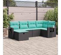 Owoxanthellate Mobili da giardino in rattan Lounge nero, 55 x 53 x 34 cm, resistente ai raggi UV, con spazio di archiviazione e struttura resistente alle intemperie, per balcone, terrazza o giardino