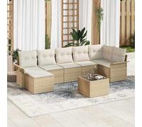 Owoxanthellate Mobili da giardino in rattan sintetico, set di 8 pezzi, beige, modulare, resistente alle intemperie, struttura in acciaio, per giardino, balcone, terrazza, per l'estate e relax
