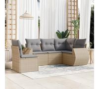 Owoxanthellate Mobili da giardino Lounge in polyrattan 5 lg, set di sedute beige, 62 x 62 x 69 cm, con telaio in acciaio, resistente alle intemperie, per terrazze, balconi e giardini d'inverno