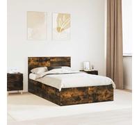 Owoxanthellate Moderna struttura a doghe in legno di rovere affumicato, 200 x 138 x 90 cm, con testiera, linee chiare, robusto telaio del letto, camera da letto, camera degli ospiti