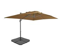 Owoxanthellate Ombrellone tortora, 4 x 3 m, con base a croce e supporto in alluminio, orientabile a 360°, compatto, per balcone, giardino e terrazza, talpa, 50 x 50 x 7,5 cm (L x B x H)