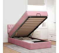 Owoxanthellate Ottoman Letto imbottito rosa 90 x 200 cm velluto con materasso e ampio spazio idraulico confortevole per ragazzi e camere degli ospiti