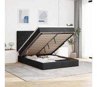 Owoxanthellate Ottoman - Telaio letto 140 x 190 cm, in velluto nero con molle insacchettate, con illuminazione a LED, grande spazio di archiviazione, ascensore idraulico per camera da letto, camera