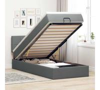 Owoxanthellate Ottoman, telaio letto 90 x 190 cm, con materasso a molle insacchettate, illuminazione a LED, grigio scuro, spazio di archiviazione, letto idraulico, per camera da letto, camera dei