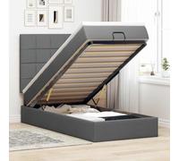 Owoxanthellate Ottoman telaio letto 90 x 200 cm, grigio scuro con materasso a molle insacchettate e spazio di archiviazione apribile idraulicamente per camera da letto e ospiti