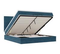 Owoxanthellate Ottomano Velluto Letto Matrimoniale Blu Scuro 200 x 200 cm con Spazio Ascensore Idraulico Moderno Telaio Letto per Camera da Letto con 2 Materassi e Topper per un sonno confortevole