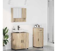 Owoxanthellate Owox 3-TLG - Set da bagno in legno di rovere Sonoma, 61 x 35 x 64 cm