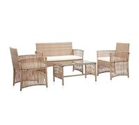 Owoxanthellate Owox 4-TLG. Set da giardino in rattan sintetico, resistente alle intemperie, 80 x 45 x 40 cm, tavolino da 109 cm, panca 2 poltrone, balcone, terrazza