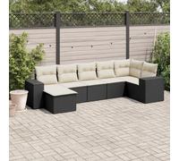 Owoxanthellate Owox 7-TLG. - Set di divano da giardino in rattan nero ad angolo e centrale+sgabello, 62 x 62 x 69 cm, modulare per giardino/terrazze/balcone