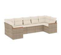 Owoxanthellate Owox 7-TLG. - Set di mobili da giardino in rattan sintetico, 62 x 62 cm, con braccio in legno di acacia, resistente ai raggi UV, resistente alle intemperie, per balcone, terrazza