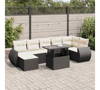 Owoxanthellate Owox 8-TLG. - Set di mobili da giardino in rattan sintetico, 55 x 53 x 34 cm, regolabile in altezza, cuscino bianco crema, balcone/terrazza