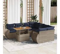 Owoxanthellate Owox 9-TLG. - Set per divano da giardino, 55 x 53 x 34 cm, tavolo regolabile in altezza, in rattan sintetico, colore: Grigio