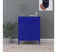 Owoxanthellate Owox - Armadio in acciaio, 80 x 35 x 101,5 cm, 4 ante, 2 ripiani regolabili in altezza, montaggio a parete, armadio da giardino, armadietto per attrezzi, armadio da ufficio