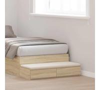 Owoxanthellate OWOX Comodino Beige Sonoma Rovere 100 × 36,5 × 16,5 cm 2 cassetti Push-to-Open Materiale Legno Camera da Letto Corridoio