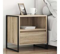 Owoxanthellate Owox - Comodino Sonoma 50 x 39,5 x 50 cm, materiale in legno, 1 cassetto, aspetto industriale, con scomparto segreto, sottile