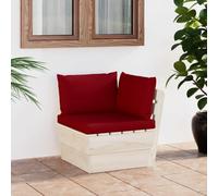 Owoxanthellate Owox - Divano angolare 60 x 60 x 65 cm, in legno di abete rosso, resistente alle intemperie, mini divano da giardino con cuscino rosso per balcone e terrazza