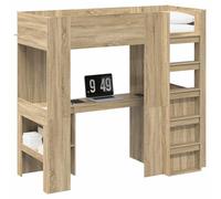Owoxanthellate Owox Letto a Castello con Scrivania Sonoma, 75 x 190 cm, Materiale Legno, Riposo, Scala, Camera Giovani e Studenti