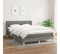 Owoxanthellate Owox - Letto a molle, 140 x 200 cm, grigio scuro, con topper, testiera regolabile in altezza, in legno di larice, per camera da letto e camera degli ospiti