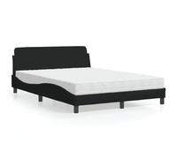 Owoxanthellate Owox - Letto imbottito Dover nero, 140 x 200 cm, con materasso H2/H3, design ondulato, struttura in tessuto, 218 x 145 x 74,5 cm, in legno di pino metallico