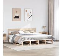 Owoxanthellate Owox - Letto matrimoniale in legno massello, 180 x 200 cm, non trattato con testiera, struttura in legno con rete a doghe, 202 x 180 x 82 cm